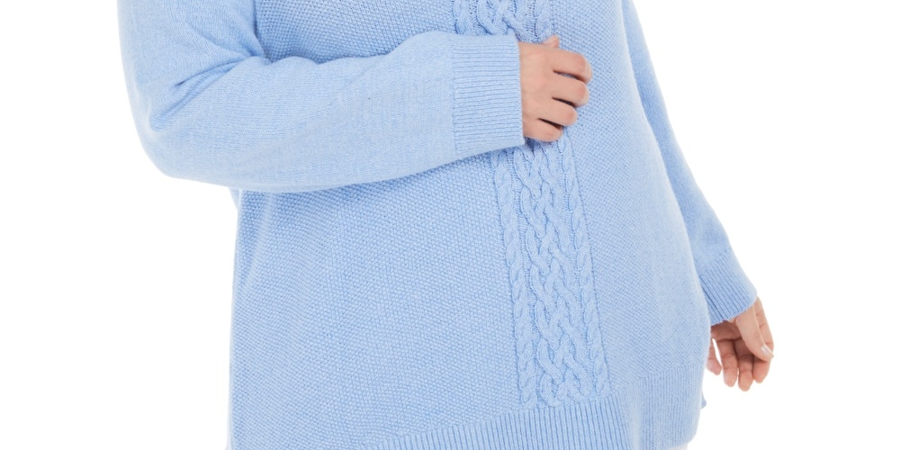 Karen Scott Suéter Feminino Plus Size em Tricô com Painel Azul Tamanho 0X