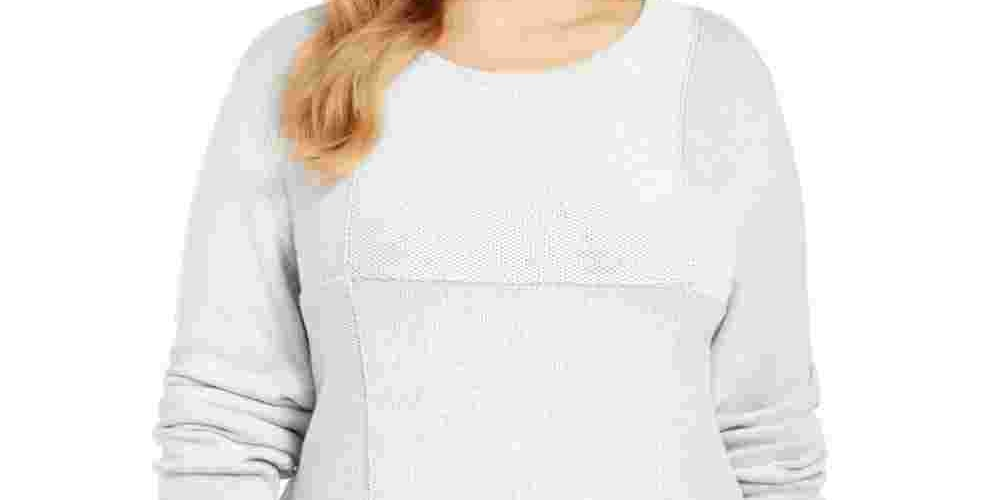 Túnica de malha plus size feminina Karen Scott, branca, tamanho 1X