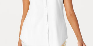 Camisa feminina Charter Club Petite Cotton, branca, tamanho 6 Petite