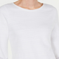 Top feminino Charter Club Petite com manga de renda, branco, tamanho pequeno