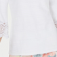 Top feminino Charter Club Petite com manga de renda, branco, tamanho pequeno