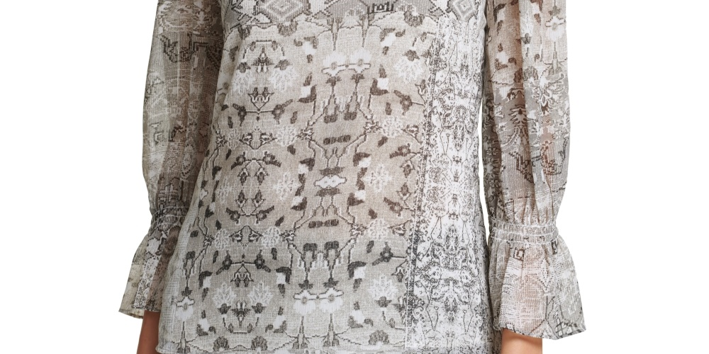 Blusa Calvin Klein Feminina Estampada Gola Careca Cinza Tamanho Grande