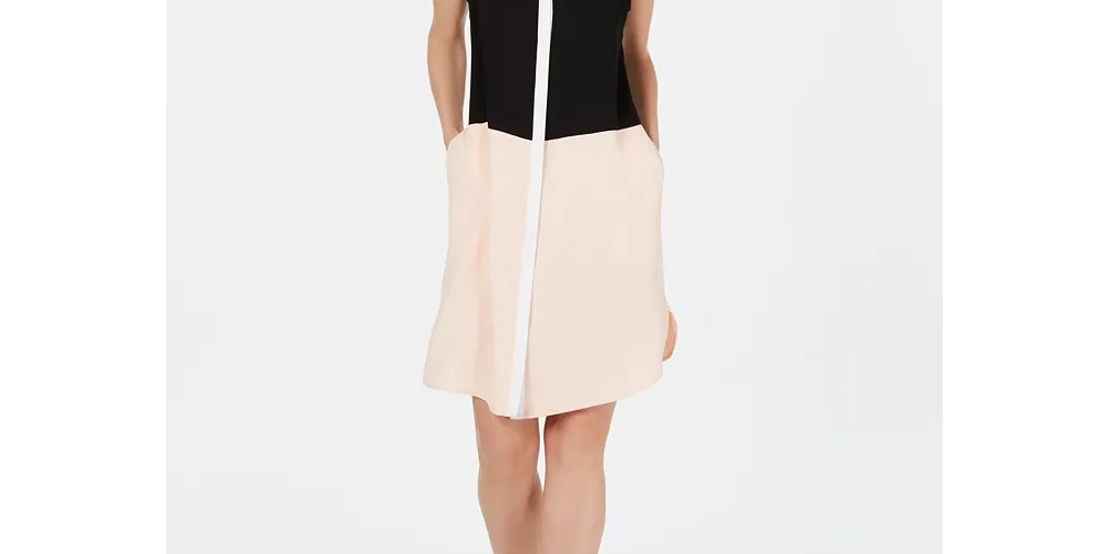 Vestido-camisa feminino Alfani Petite em camadas, preto, tamanho 2 Petite