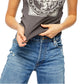 Camiseta regata feminina Free People Trading Post Graphic, cinza, tamanho médio
