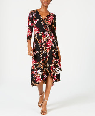Connected Women's Printed Wrap Dress Purple Size 12