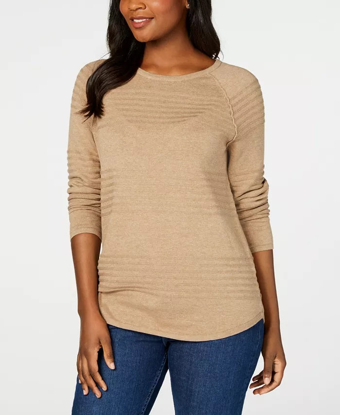 Karen Scott Suéter Feminino de Algodão com Canelado Vermelho Tamanho XX-G