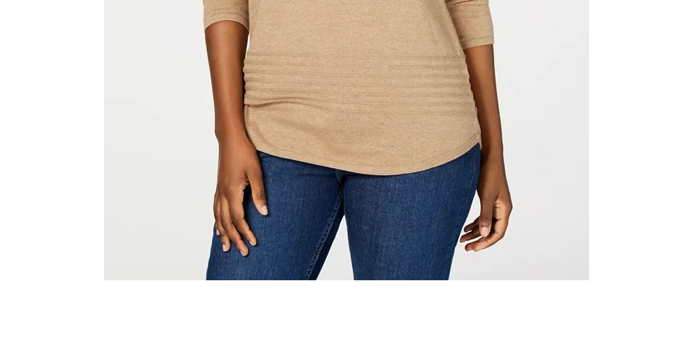 Karen Scott Suéter Feminino de Algodão com Canelado Vermelho Tamanho XX-G