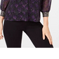 Top Alfani Feminino Petite Estampado com Gola Enfeitada Preto Tamanho Petite Pequeno