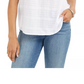 Blusa xadrez de algodão estilo &amp; co com mangas curtas, azul, tamanho pequeno