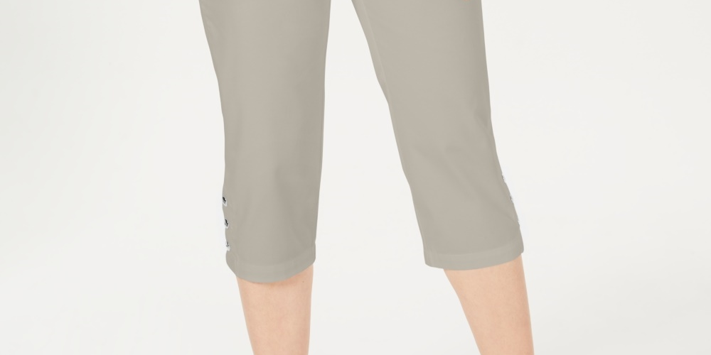 Calça Capri Karen Scott Feminina com Botões Cinza Tamanho 12 Petite