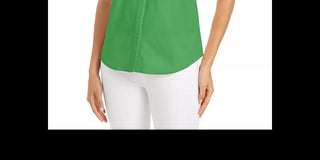 Camisa feminina sem mangas Charter Club Cotton Piquet, verde, tamanho 8