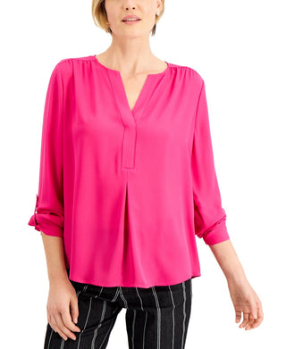 Blusa feminina Charter Club com decote aberto, rosa, tamanho extragrande