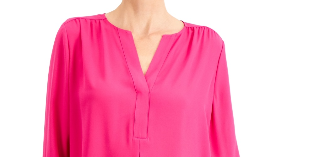 Blusa feminina Charter Club com decote aberto, rosa, tamanho extragrande