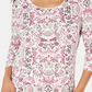Karen Scott Top feminino estampado com decote redondo, tamanho P, branco/flores