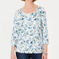 Karen Scott Petite Audra Oasis Blusa Estampada Feminina Cinza Tamanho Médio