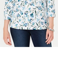 Karen Scott Petite Audra Oasis Blusa Estampada Feminina Cinza Tamanho Médio