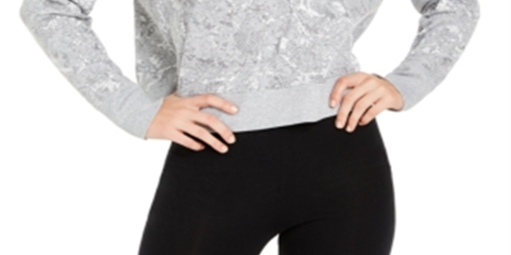 Calvin Klein Moletom com capuz feminino Performance Cobra Print Fleece Cinza Tamanho XS