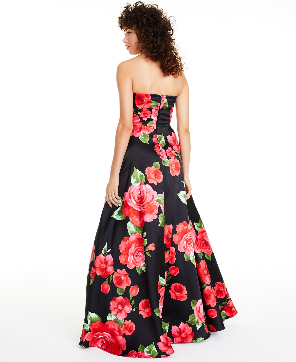 Vestido feminino sem alças com estampa floral B Darlin vermelho tamanho 9-10