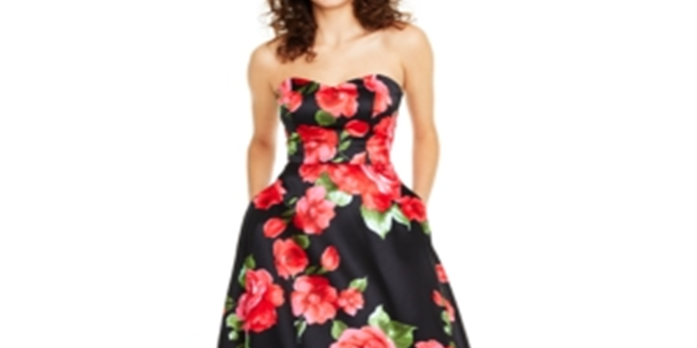 Vestido feminino sem alças com estampa floral B Darlin vermelho tamanho 9-10