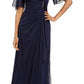 Vestido envelope falso com babados Betsy &amp; Adam feminino, azul, tamanho 10