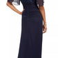 Vestido envelope falso com babados Betsy &amp; Adam feminino, azul, tamanho 10