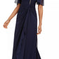 Vestido envelope falso com babados Betsy &amp; Adam feminino, azul, tamanho 10