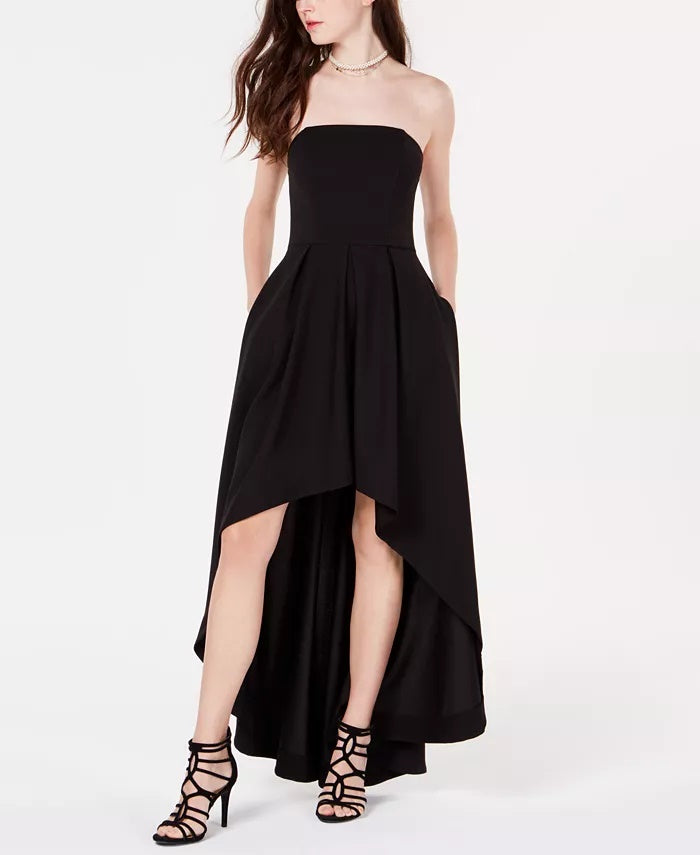 Vestido sem alças alto-baixo Speechless Juniors, preto, tamanho 9