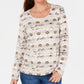 Karen Scott Blusa feminina aquarela com decote redondo, bege, tamanho médio
