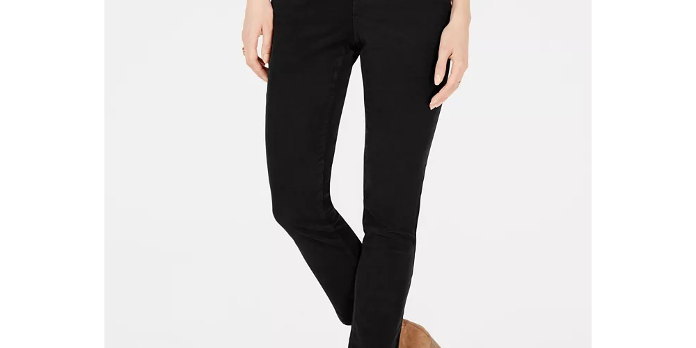 Calça de veludo cotelê Style &amp; Co Petite Tummy Control preta tamanho 2 Petite