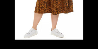 Bar III Women's Black Printed Midi Pleated Skirt Yellow Size 1X