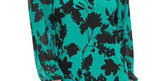 Blusa Calvin Klein Feminina Estampada com Ombros Smocked Verde Tamanho Médio