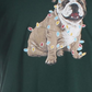 Camiseta masculina com estampa de buldogue natalino, tamanho médio, verde, Club Room