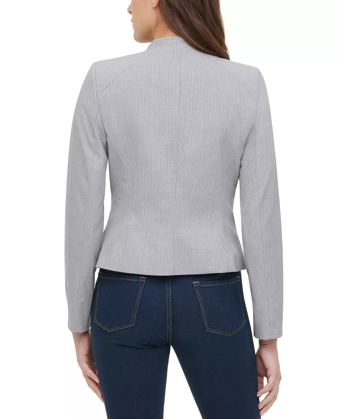 Jaqueta Tommy Hilfiger Feminina com Zíper e Motocicleta Cinza Tamanho 6