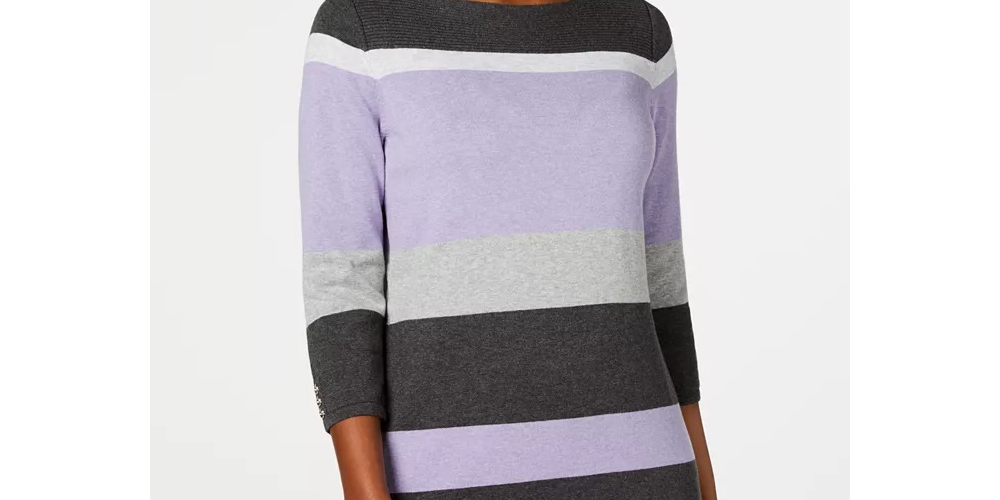 Karen Scott Suéter Listrado Feminino Gola Canoa Preto Tamanho XXG