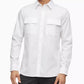 Camisa Calvin Klein Masculina Manga Longa Sarja Lisa com Bolso - Tamanho Médio