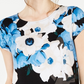 Camiseta feminina Alfani estampada com bainha redonda, azul, tamanho pequeno pequeno