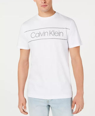 Camiseta masculina Calvin Klein com estampa de logotipo - Azul-marinho, tamanho médio