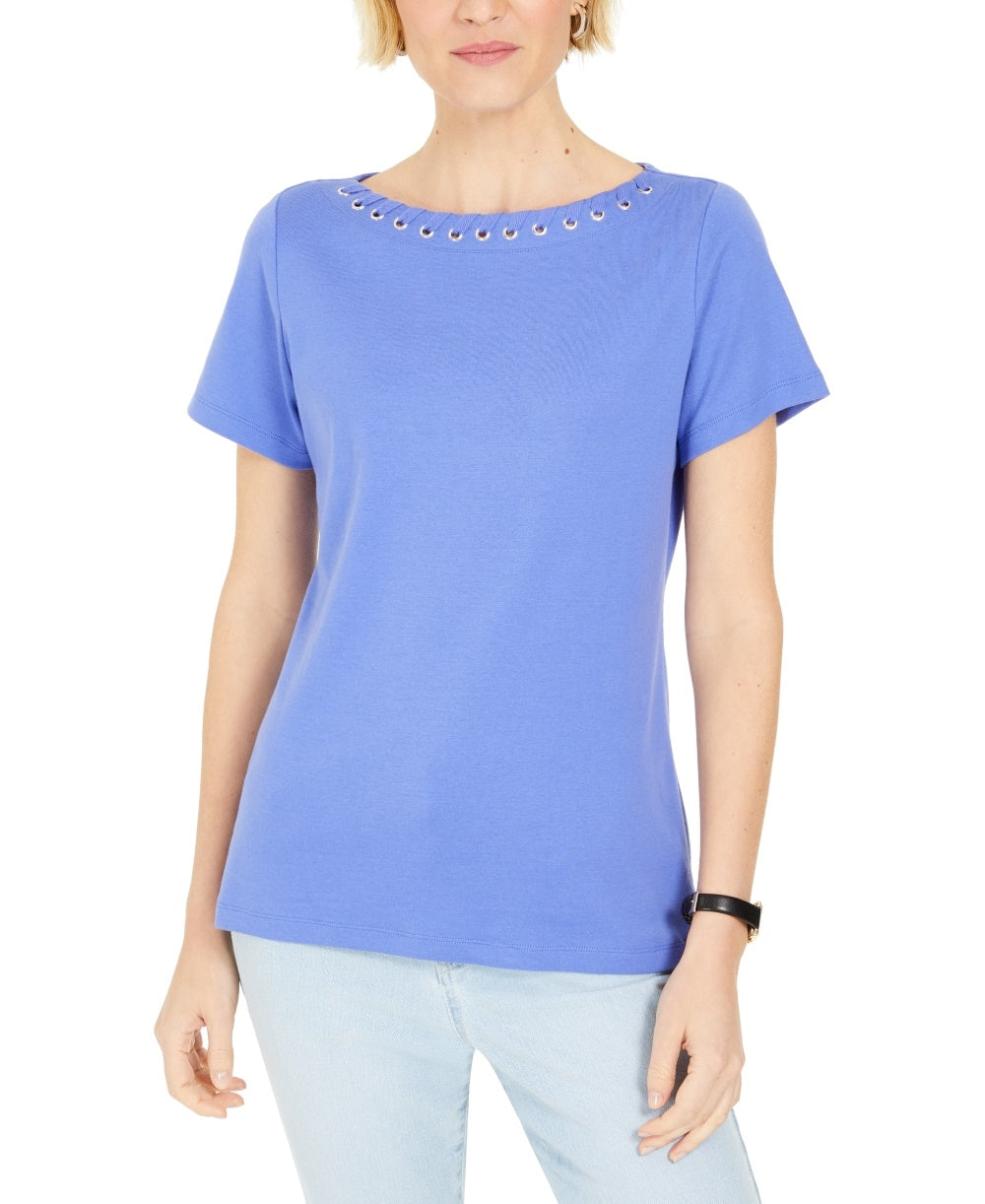 Karen Scott Top Feminino com Acabamento em Ilhós Roxo Tamanho Médio