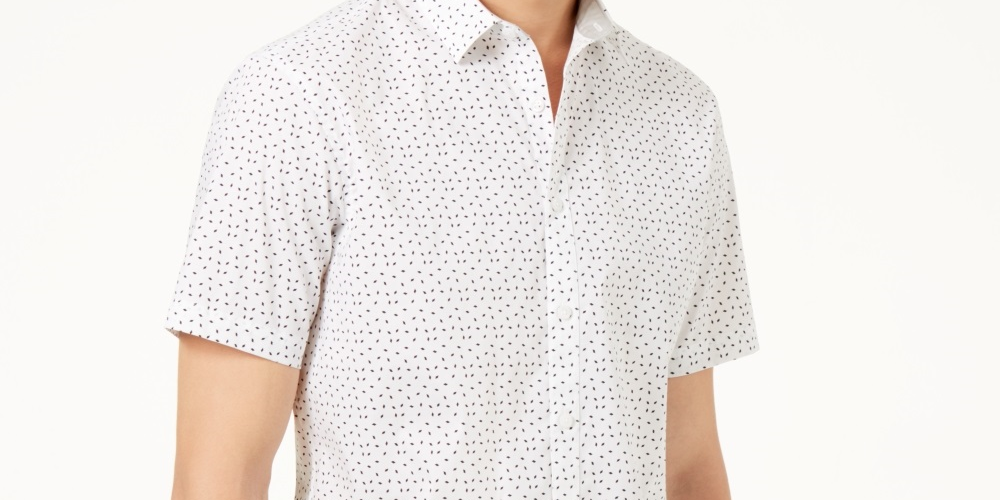 Camisa estampada Owens masculina da INC International Concepts, branca, tamanho pequeno