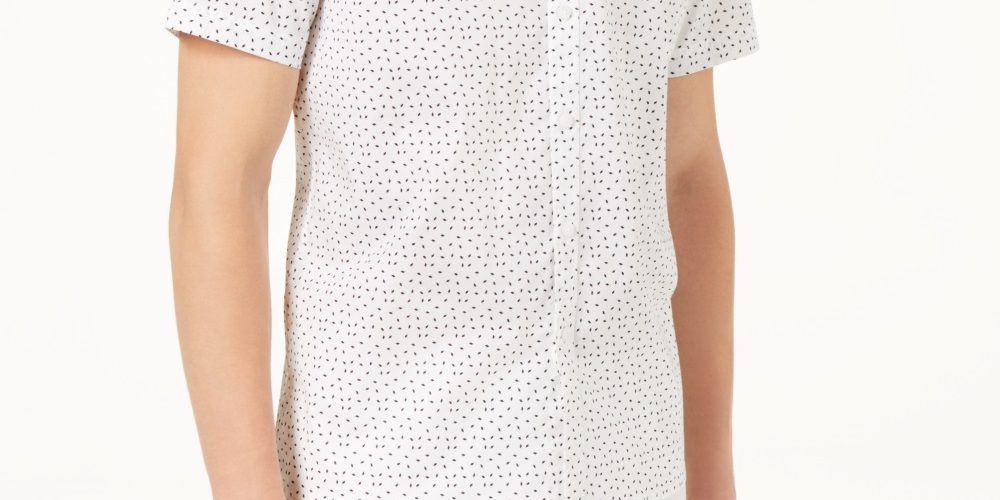 Camisa estampada Owens masculina da INC International Concepts, branca, tamanho pequeno