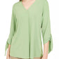 Blusa Alfani Feminina com Punhos e Amarração Verde Tamanho P