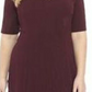 Vestido de coquetel curto com decote em V e manga curta Connected feminino, cor vinho, tamanho 22W