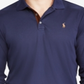 Camisa polo masculina Ralph Lauren Classic Fit de manga comprida em algodão macio, azul, tamanho XS