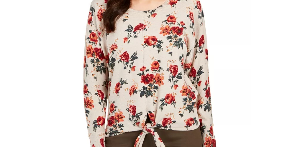Suéter feminino estampado estilo &amp; co, tamanho pequeno, marrom, tamanho pequeno, GG