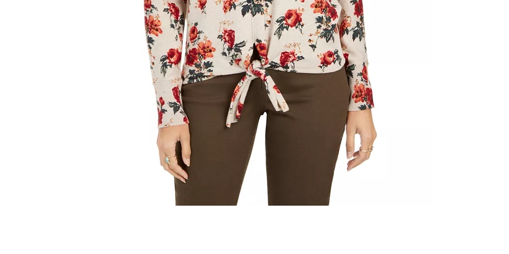 Suéter feminino estampado estilo &amp; co, tamanho pequeno, marrom, tamanho pequeno, GG