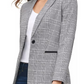 Tommy Hilfiger Blazer feminino xadrez com um botão e cotovelo cinza, tamanho 16