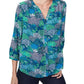 Blusa plissada feminina NYDJ verde tamanho X-S