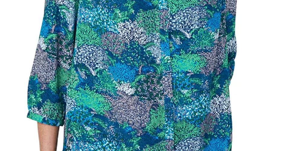 Blusa plissada feminina NYDJ verde tamanho X-S