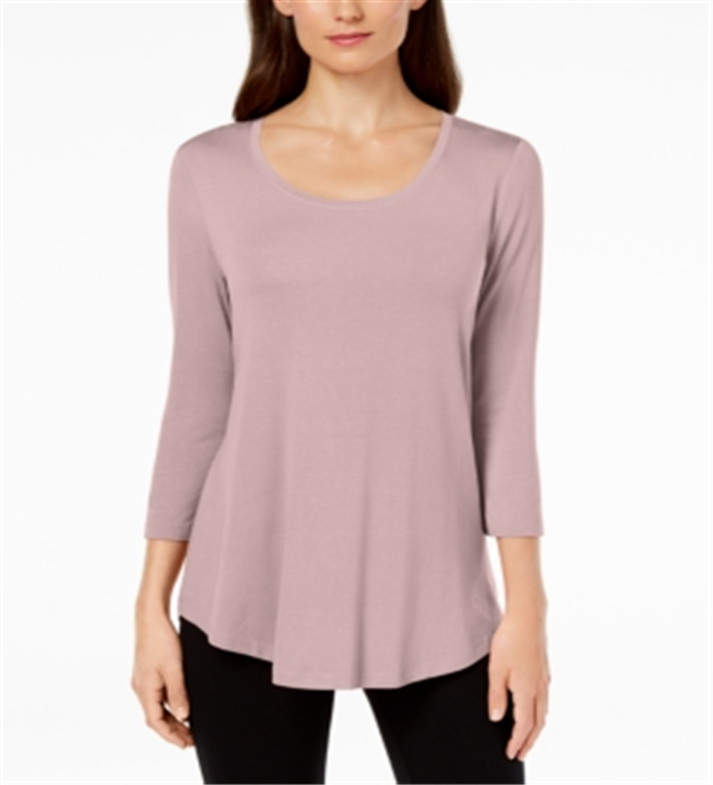 JM Collection Top feminino com decote redondo rosa tamanho X-S