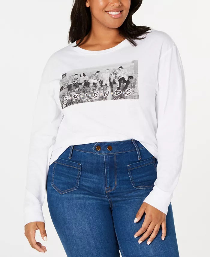 Camiseta feminina Love Tribe, tamanho grande, estilo Friends Group, branca, tamanho 3X